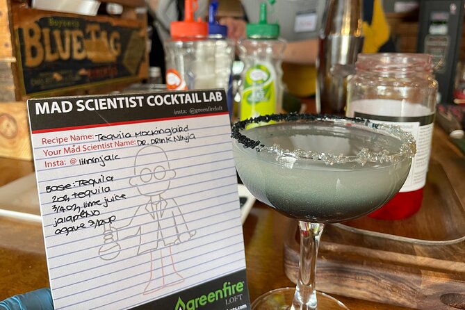 Mad Scientist Cocktail and Mocktail Lab - The 2-hour flow: lab coat, orientation, then hands-on experiments